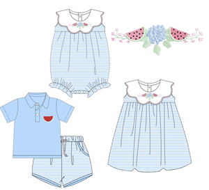 Conjuntos de Shorts para Niñas con Diseño de Sandía y Borde Festoneado, de Algodón y Spandex, Estampados Casuales de Primavera/Otoño, Vestido Burbuja para Bebés - Product Image 1