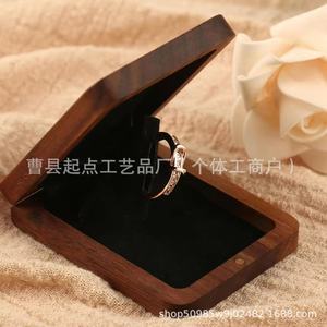 Walnut Wood <b>Ring</b> <b>Box</b> Rectangle Shape With Lids For Valentine'S Day Jewelry Storage Gift <b>Box</b> - Product Image 2