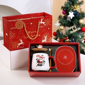 Wholesale Luxury Christmas <b>Gift</b> Mugs with Custom Logo Bamboo Lid & Spoon Eco-Friendly 400ml Capacity Stoneware Includes Tray - Product Image 5