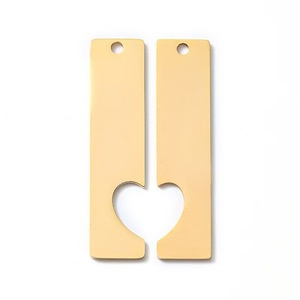 Wholesale 12*50mm Gold Plated Stainless Steel Rectangle <b>Keychain</b> Fashionable Lovers Heart Design <b>Personalized</b> DIY Logo for Gift - Product Image 6