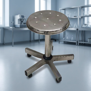 Tabouret pivotant moderne entièrement en acier inoxydable pour utilisation au chevet des patients en milieu hospitalier, conception durable et résistante à la rouille - Product Image 3