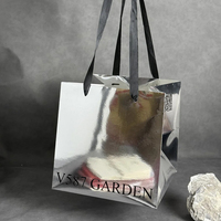Sac en papier personnalisé professionnel d'usine sac en papier Bouquet de boutique de fleurs blanches argentées avec poignée en coton de luxe