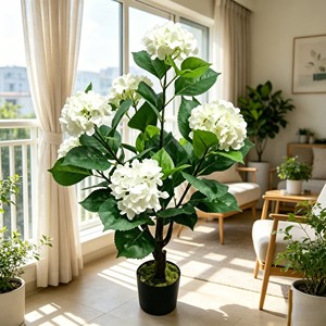 Hortensia blanc texturé doux et luxueux avec des têtes de fleurs en grappe pour toile de fond de mariage, chambre, café, style pur et frais - Product Image 6
