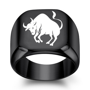 Anillo de Toro de Acero Inoxidable de 18 mm Cuadrado, Joyería de Moda para Hombre, Regalo del Zodiaco Animal - Product Image 4