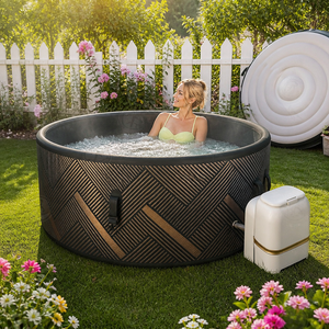 Piscina Hidromasaje Inflable Ovalada para 5-7 Personas, Portátil, con Burbujas de Aire y Luces <span class=keywords><strong>LED</strong></span> para Relajación en el Patio Trasero - Product Image 4