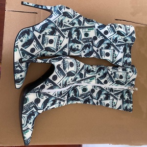 Side Zipper Big Size 47 Women Short <b>Boots</b> Stiletto Art Prints Color <b>Boots</b> High Heels Stretchy Shoes for Women - Product Image 4