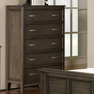 Ensemble de meubles de chambre à coucher modernes en bois massif, finition gris transitionnel américain - Product Image 3