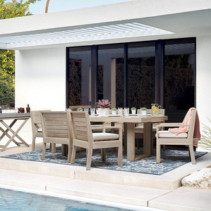 Ensemble de salle à manger moderne en bois massif, table et chaises en teck pour l'extérieur, pour hôtels, villas, sous-sols, salles de sport - Product Image 2