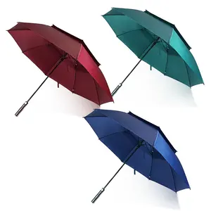 Toptan otomatik açık 47/62/68 inç ekstra büyük şemsiye boy çift su geçirmez rüzgar sopa markalı Golf şemsiyesi