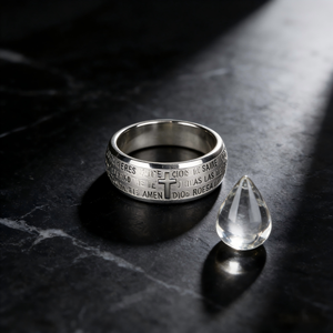 Christelijk gegraveerd kruisring van roestvrij staal, religieuze gebedssieraden voor mannen en vrouwen, bruiloft- en verlovingscadeau, groothandel uit de fabriek - Product Image 2