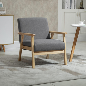 Inweto Moderne Minimalisme Hampton Simple à Triple Nordic Confort Naturel Caoutchouc Bois Canapé pour Réception Salon Beige/Gris - Product Image 3