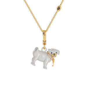 Collier pendentif chien bouledogue gris en émail 3D mignon - Product Image 5