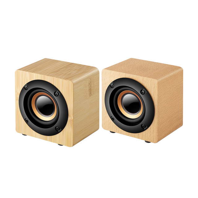 Bamboo Solid Wood Square Wireless for 5.0 Stereo Subwoofer Speaker RGB LED Lighting 5-10W Output 3-5 Hours Playtime