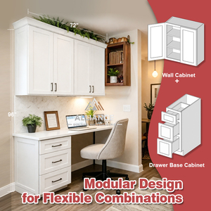 Gabinetes Modernos para Oficina en Casa Estilo Shaker |   Librería Blanca Personalizada y al por Mayor |   Gabinete de Estudio de Madera CARB-2 Resistente - Product Image 4
