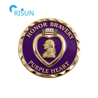 Décapsuleur commémoratif personnalisé en forme de médaille Purple Heart des États-Unis pour soldat-vétéran, pièce de défi Purple Heart sur mesure