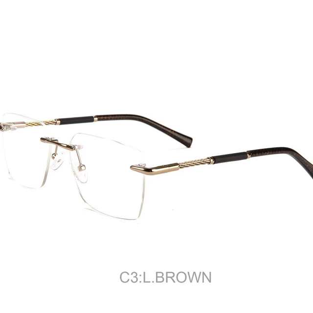 Wholesale Fashion Custom Made Men Unique Rimless Metal  Eye Glasses Optical  Frame Eyeglasses