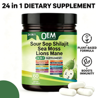 OEM 24 en 1 Capsules de Graviola Soursop avec Shilajit, Sea Moss, Lions Mane, Curcuma, Ashwagandha, Vegan, Gingembre, Miel de Manuka