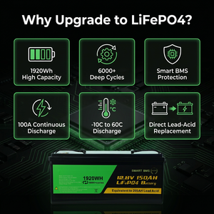 Baterai Lithium 12.8V 150Ah Setara dengan Pengganti Aki Timbal Asam 205Ah 6000 Siklus Grade A LiFePO4 untuk Solar RV Off Grid - Product Image 3