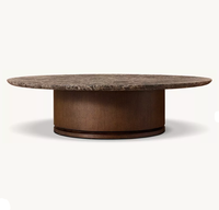 Table basse ronde RH OEM Ligne, en chêne américain avec plateau en marbre, mobile, décorative, moderne, de luxe, pour salon, villa, hôtel