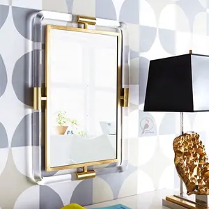 Elegant Sparkle Lobby Console Mirror Good Quality Simple Style Acrylic Frame Decorative Mirror Customize Size Mirror