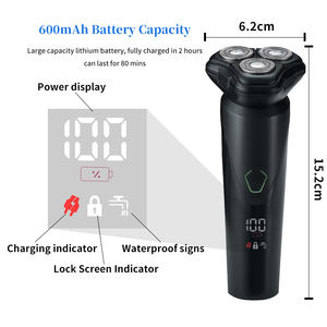 Afeitadora rotativa flotante húmeda y seca inalámbrica USB para hombres con pantalla LED - Product Image 2