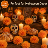 Têtes de fleurs artificielles en soie (œillets et marguerites) pour la décoration d'Halloween, les mariages, les fêtes et les accents floraux de guirlandes DIY