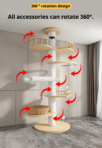 Cây cào móng mèo cao từ sàn đến trần, nhà mèo bằng gỗ + sợi sisal, bền chắc, có thể giặt, đồ chơi cho mèo trong nhà, phòng khách - Product Image 5