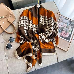 180X90CM新着ロングラージヘッドラップ花柄プリントショールレディースポリエステルイスラム教徒のヒジャブシルクフィーリングスカーフ - Product Image 4