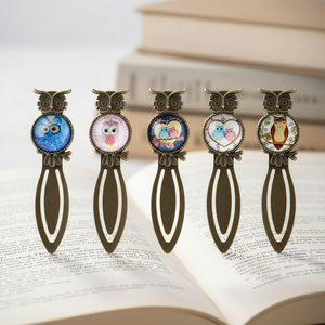 Penanda Buku Burung Hantu Antik Berlapis Perunggu Harry Vintage Batu Permata Paduan Logam Kreatif Alat Tulis Sekolah Siswa - Product Image 3