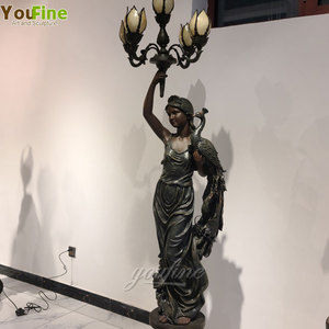 Decorativa hermosa de resina de fibra de vidrio estatua lámpara puesto en Color de bronce - Product Image 5