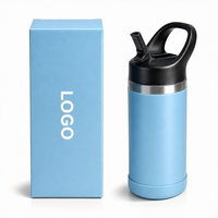 Bouteille d'eau pour enfants de 12 oz pour le bureau et l'école, avec une taille compacte de 17 cm, une poignée facile à transporter et une revêtement en poudre Dry Grip