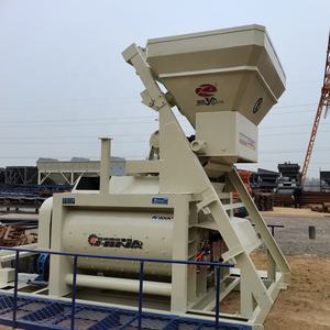 Neuer stationärer Doppelwellen-Zement mischer beton mit Riemen übertragungs betonmischer mit Zement behälter - Product Image 3