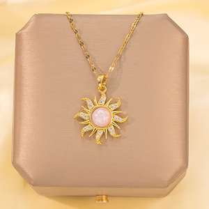 Collier pendentif en zircon à la mode transfrontalière, accessoires, plaqué or véritable 18 carats, collier <span class=keywords><strong>haut</strong></span> de gamme pour femmes, vente en gros d'usine - Product Image 6