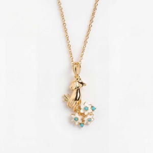 Collar de Flores Victoriano Vintage, Chapado en Oro con Esmalte y Colgante de Circonita/Perla, Elegante Joyería de Moda para Regalo - Product Image 6