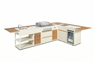 Ensemble de cuisine extérieure de luxe avec îlot à <span class=keywords><strong>pizza</strong></span> et barbecue moderne de qualité supérieure, et réfrigérateur de barbecue de luxe - Product Image 5
