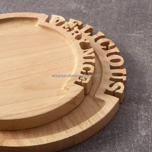 Woodsun Assiette de service en bois massif avec lettrage Holzplatten <span class=keywords><strong>Platon</strong></span> De Madera Para Servir - Product Image 3