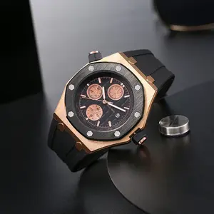 Bestwin-pulsera de silicona deportiva para hombre, reloj de moda personalizado, informal, resistente al agua, cronógrafo