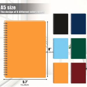 สมุดบันทึกแบบมีเส้นบรรทัดกว้าง 6 สี ขนาด A5 จำนวน 6 เล่ม 480 แผ่น/960 หน้า สมุดโน้ตแบบสันห่วงสำหรับพนักงาน ดีไซน์เรียบง่าย - Product Image 3