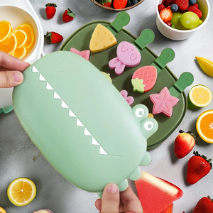 แม่พิมพ์ไอศกรีมซิลิโคนรูปสัตว์น่ารัก จระเข้ การ์ตูน ผลไม้ กระต่าย ขนาดเล็ก ใช้ซ้ำได้ ชุดแม่พิมพ์ไอศกรีมพร้อมไม้ไอศกรีม - Product Image 2