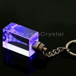 Magnifying 3d Laser Khắc Eiffel Tháp Pha Lê Thủy Tinh Móc Khóa Với Thép Không Gỉ - Product Image 4