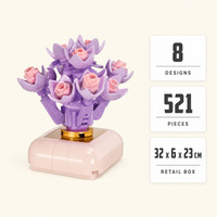 Ensemble de blocs de construction Mini Jardin Murmurs d'été, 8 modèles de plantes en pot, fleurs en briques, plante de bureau botanique, décoration de maison DIY, cadeau