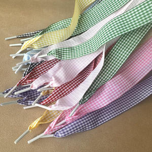 Lacets de baskets à motifs de style britannique personnalisés de 2.5cm de large lacets plats à carreaux décoratifs en polyester vendus par paire - Product Image 3