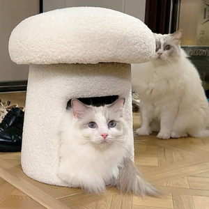 Moderna y Elegante Cama para Gatos en Forma <span class=keywords><strong>de</strong></span> Hongo, <span class=keywords><strong>de</strong></span> Felpa Cepillada Sostenible, para Mascotas Pequeñas - Product Image 4