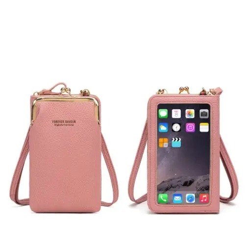 Модный женский кошелек с сенсорным экраном, миниатюрная сумочка через плечо для мелочи и телефона