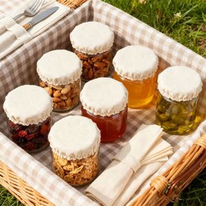 Funda de tela lavable de lona para tapa de botella de fermentación, cubierta de algodón reutilizable apta para alimentos para tarros de vidrio, protector contra el polvo. - Product Image 2