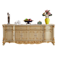 Meuble de rangement sculpté en bois massif avec dessus en marbre de style européen, buffet de salon, table console d'entrée avec séparateur de pièce
