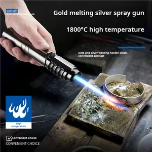 2024 Hot Sale Wholesale Custom Logos Metallic Kitchen Lighter Outdoor Metal Hand-held Inflatable Torch Lighter