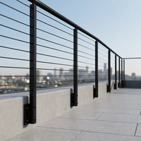 Poteau de balustrade à câble en SUS304 noir mat, fixation latérale supérieure, pour rampe d'escalier extérieure DIY, résistant aux intempéries, aux UV et durable