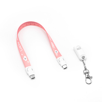 Câble USB-C 60W PD à charge rapide avec lanière en polyester, dragonne réglable, porte-badge, logo personnalisé, cadeau promotionnel technologique