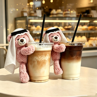 Nouvel accessoire de tasse 2026 : Mini ours en peluche avec foulard blanc amovible, super doux, pour décorer les tasses à café, rembourrage en coton PP, personnalisable
